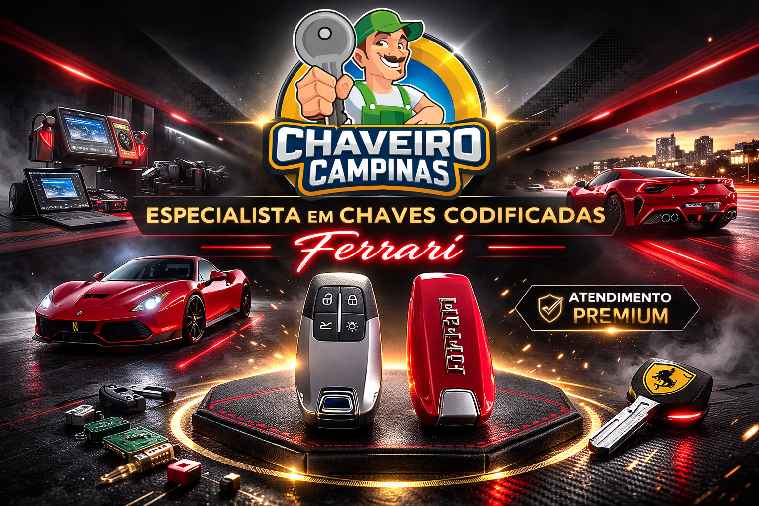 Chave Codificada para Ferrari em Campinas e Região
